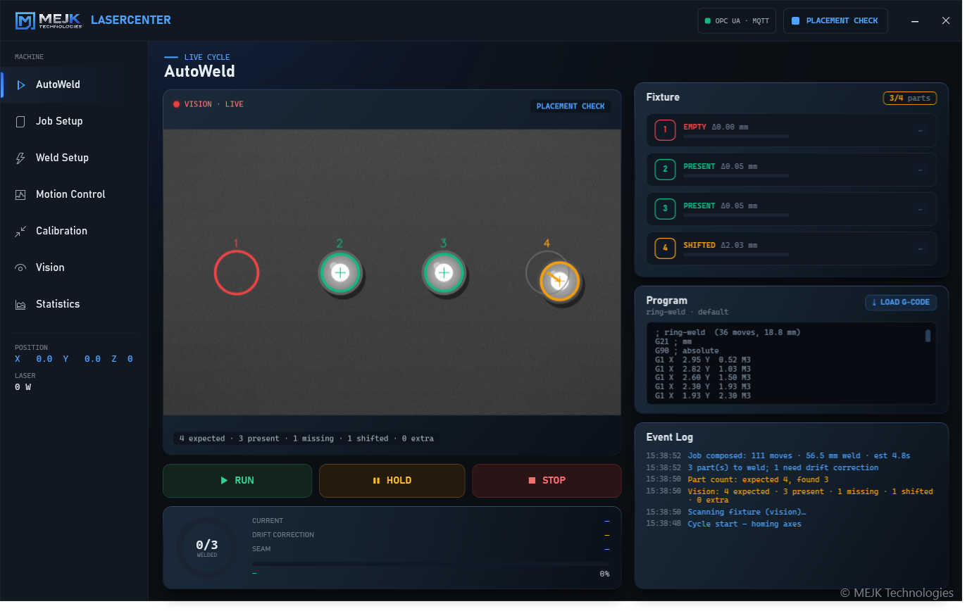 MEJK LaserCenter — demo view