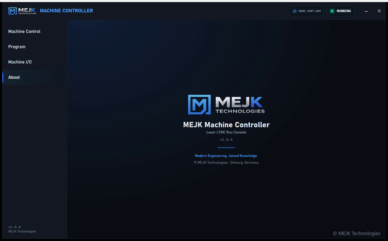 MEJK Machine Controller — About