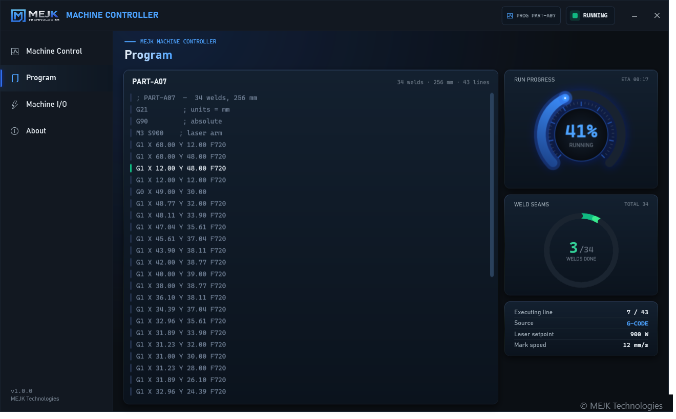 MEJK Machine Controller — Program