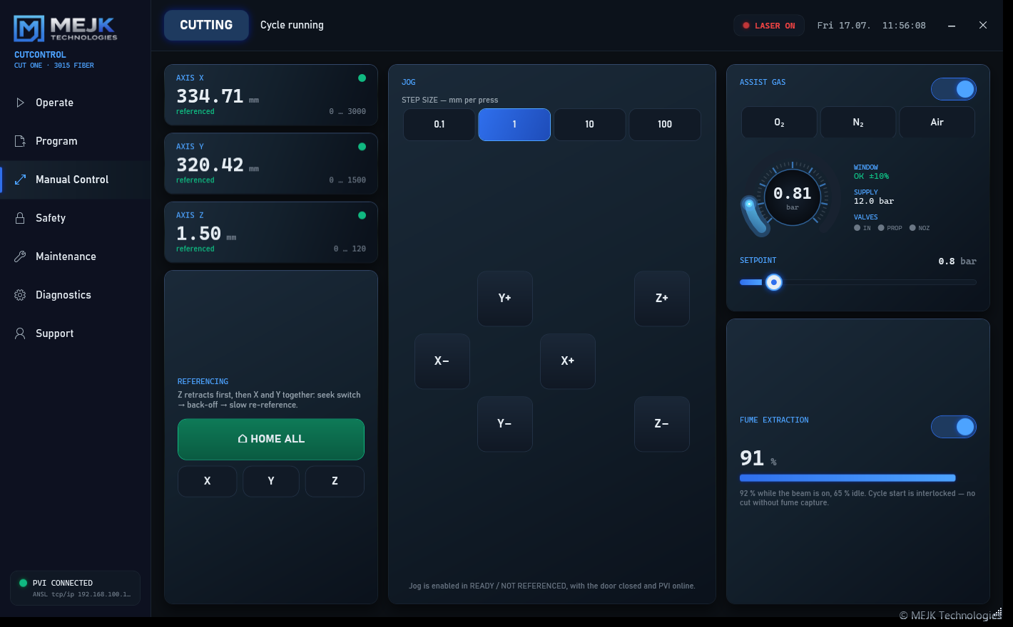 MEJK CutControl — Manual Control