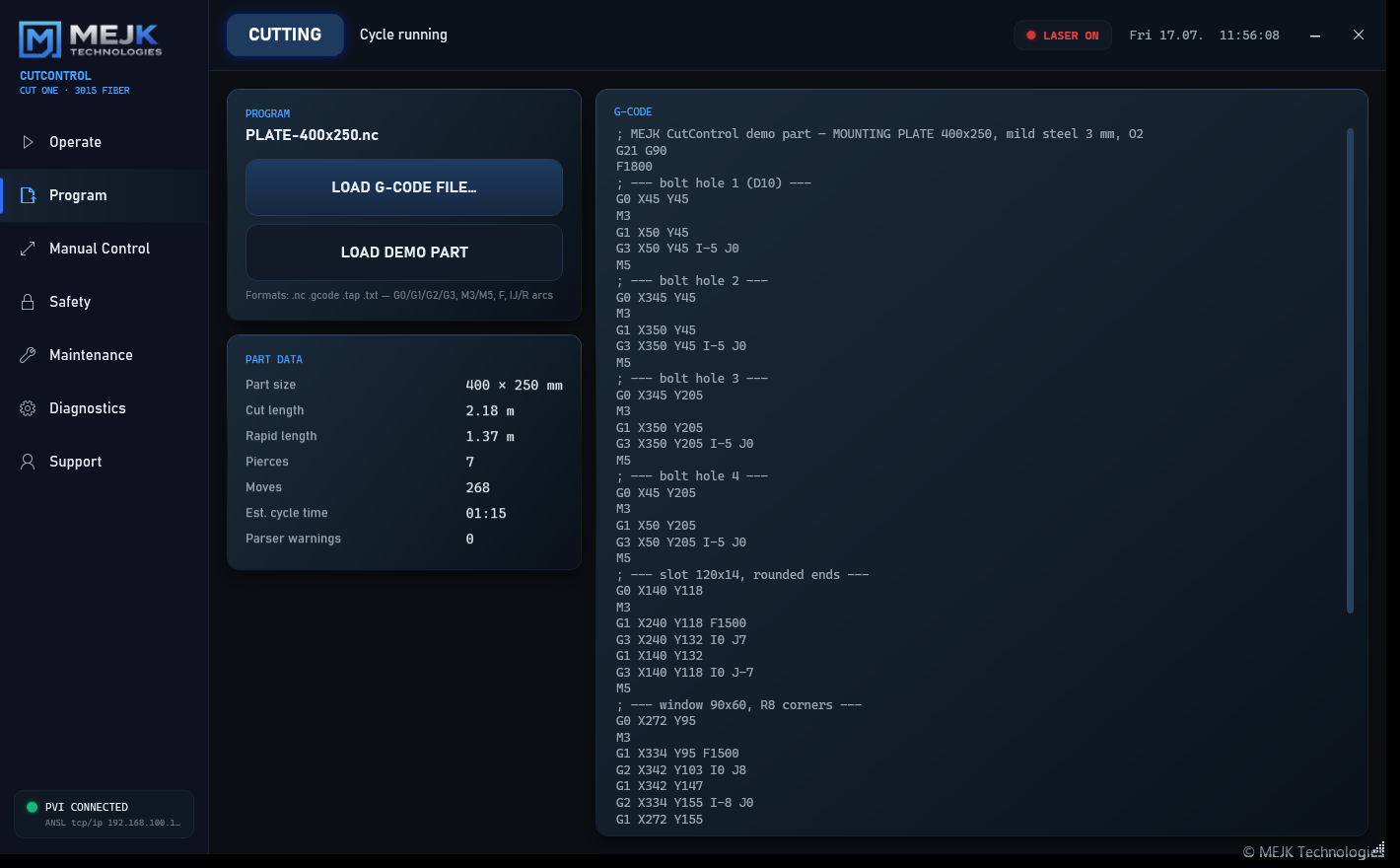 MEJK CutControl — Program