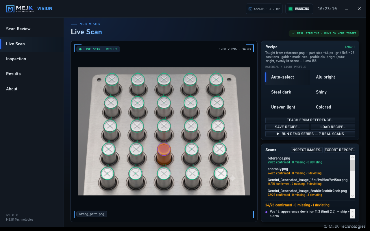 MEJK Vision — Live Scan